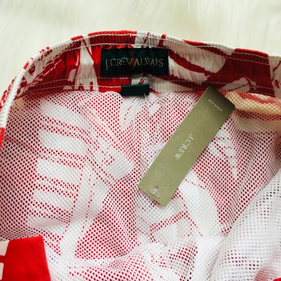 J. CREW Always Swim Trunks Sailing Red Print NEW - Picture 4 of 8